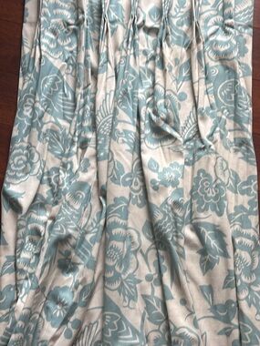 Calico Corner Custom  Light Blue Floral Patterned Curtain Panel set of 2